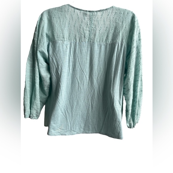 NEW Dolan x Anthropologie Mixed Media Embroidered Blouse XS Mint Green - Picture 4 of 6